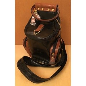 BelleRose Black Brown Gator Skin Leather Bucket Bag Handle Strap READ